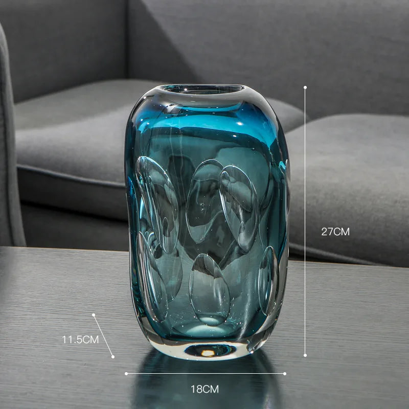 Water Blue Bubble Glass Vase Transparent Hydroponic Flower Pots Desk Decoration Flower Arrangement Floral Vases Modern Decor